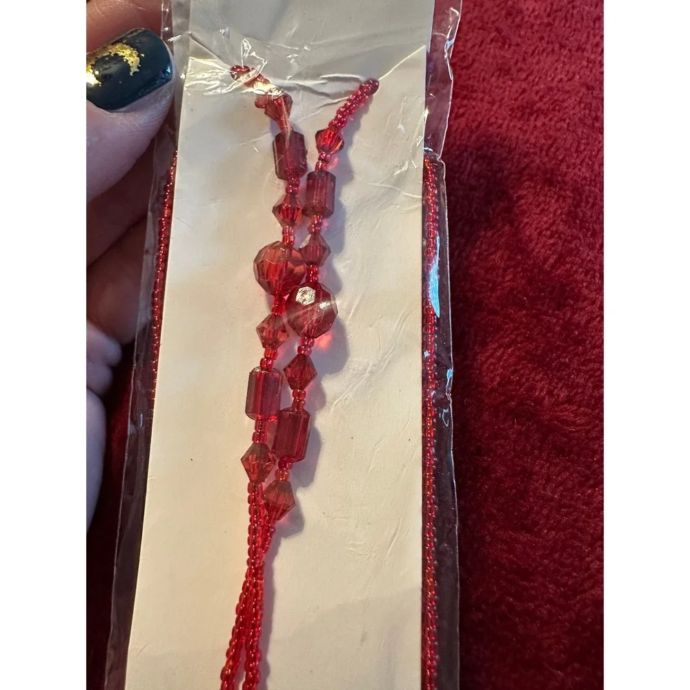 Red Beaded Eyeglass Cord Faceted Crystal Accent Beads Glasses Lanyard‎ Chain